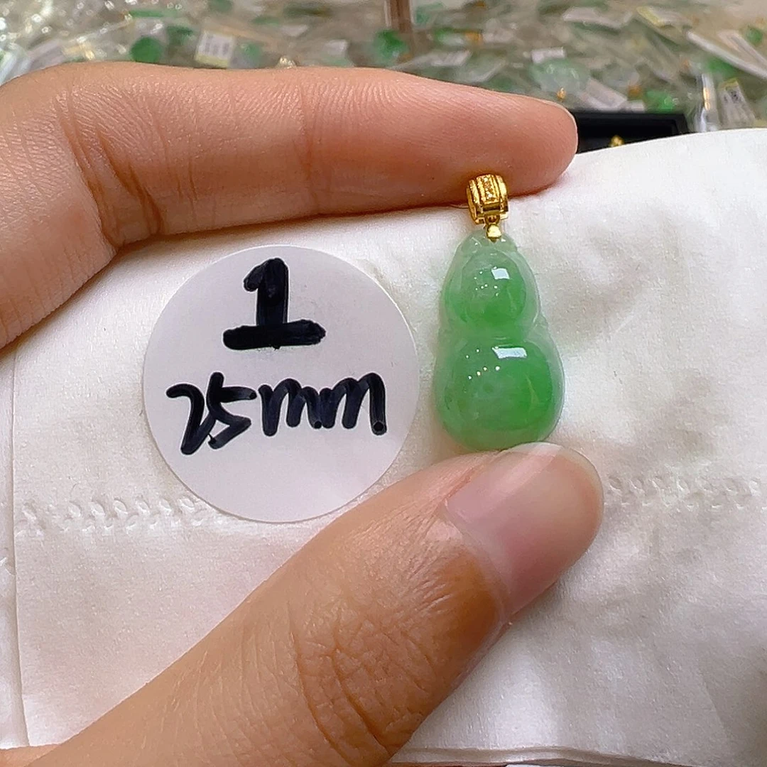 翡翠18K金镶嵌吊坠(不含链)翡翠