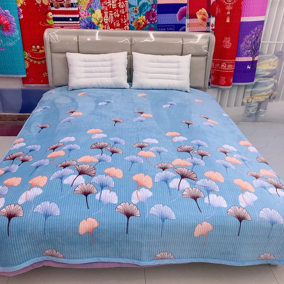 【加绒加厚床盖】银杏叶 牛奶绒夹棉加厚冬季保暖可机洗