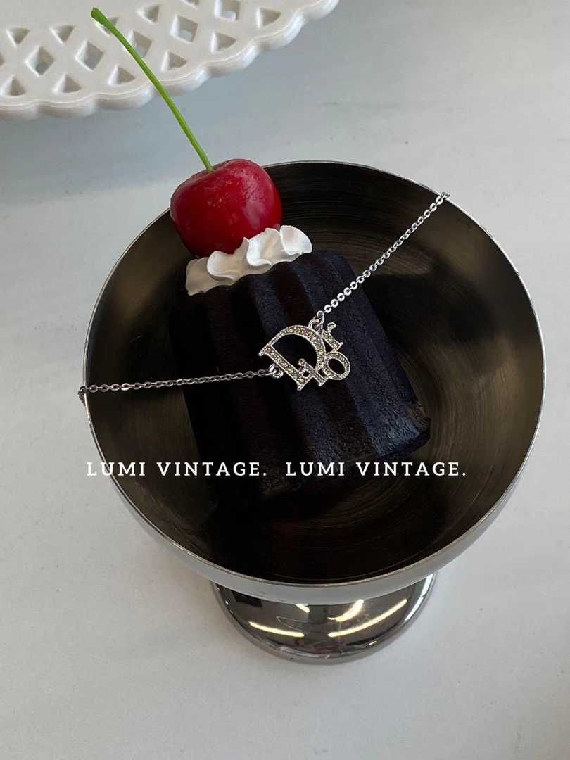 95新 DIOR/迪奥 银色满钻logo项链 63797943