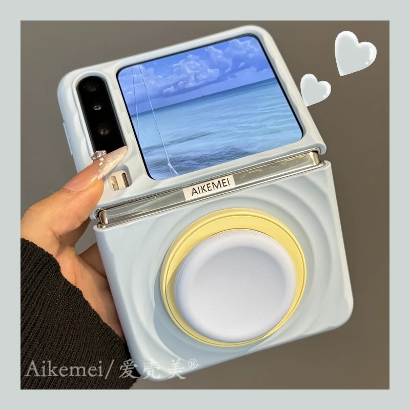 适用华为purax典藏版折叠屏手机壳pocket2波漾纹圆形硅胶磁吸支架