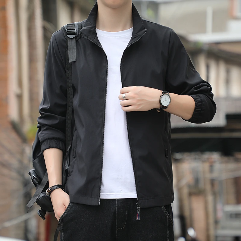 稻草人2025春秋新款夹克男士中青年立领上衣潮流百搭休闲运动外套