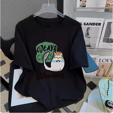 2024夏季跨境气质优雅通勤风女士宽松中长款白色黑色粉红色短袖印