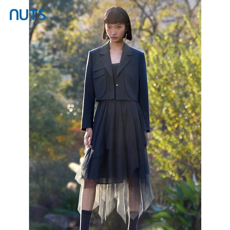 NUTS商场同款春秋高级感气质时尚西装长袖连衣裙套装女412101132