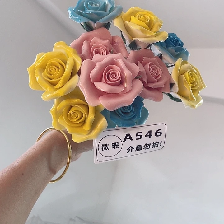 瓷片纯陶瓷手工捏花