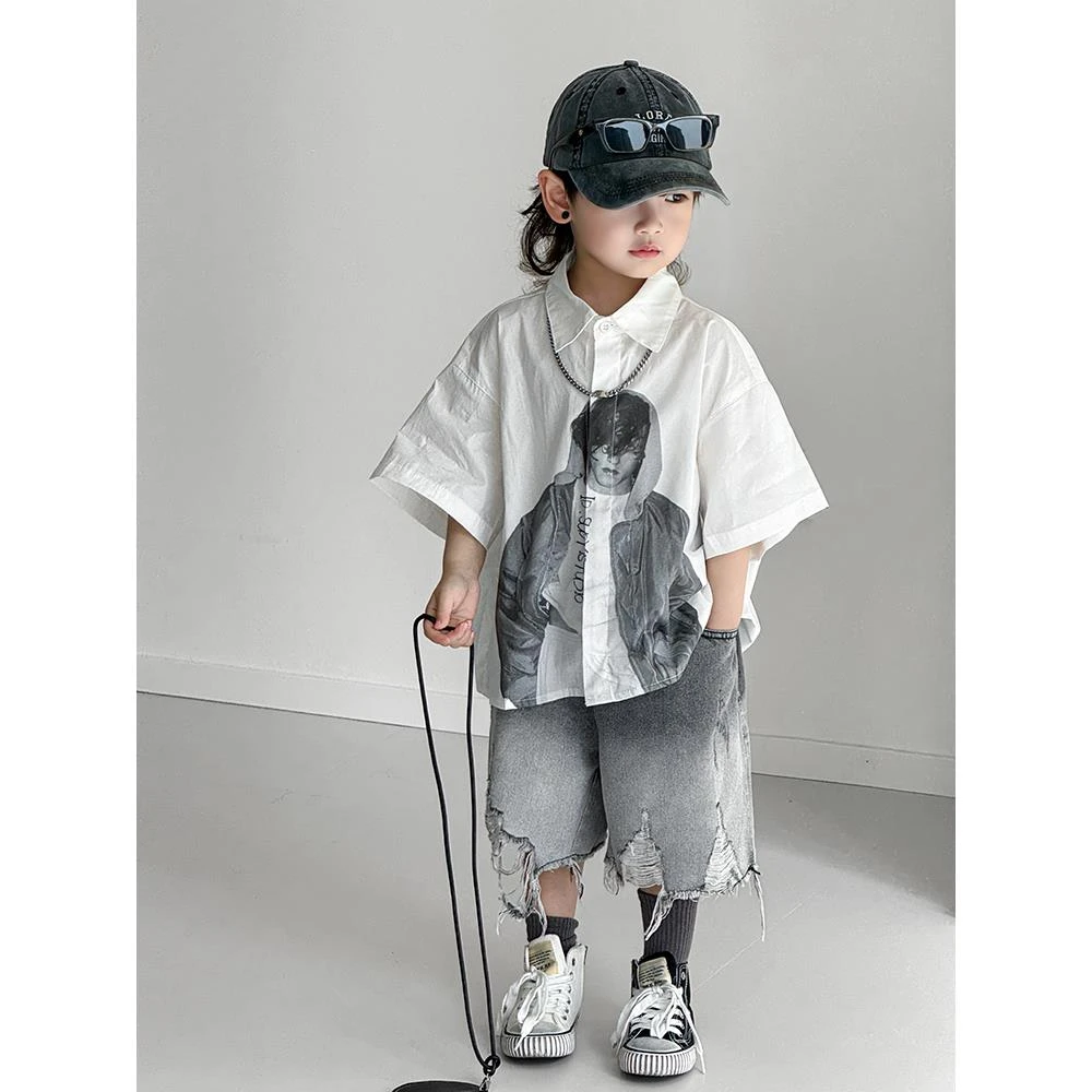 儿童服装套装男孩搭配帅气男童夏装2025新款衣服儿童衬衫童装夏季