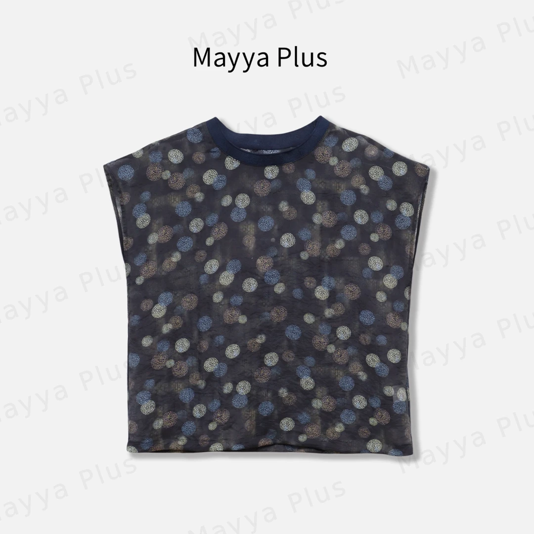 【彩虹圈】MayyaPlus麦芽定制撞色波点气质印花短袖T恤上衣32528689