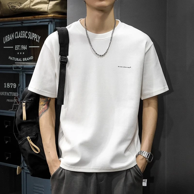 常规2025新款宽松型短袖夏季纯棉T恤休闲百搭男士简约上衣ins宽松