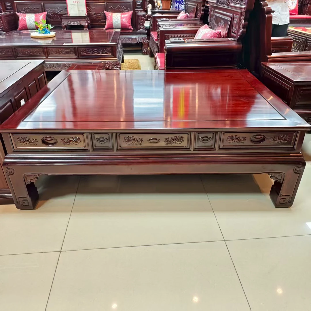 酸枝木 桃子四抽大平几尺寸：长152宽114高53