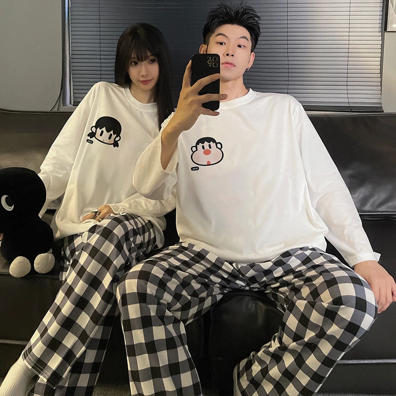 情侣睡衣女春秋款纯棉长袖可爱卡通冬季2025新款可外穿男士家居服