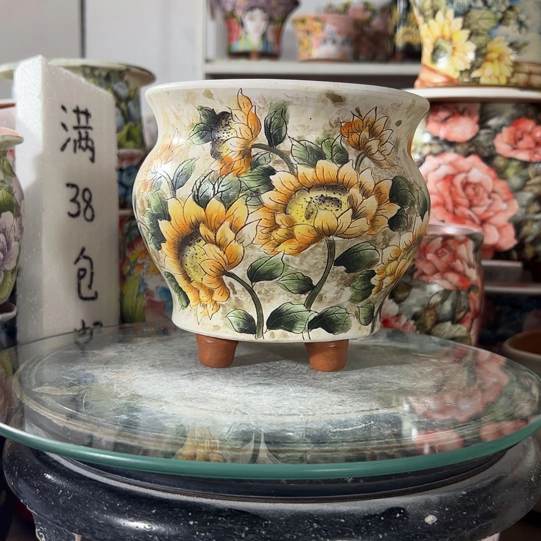 景德镇手绘花盆幸运花盆