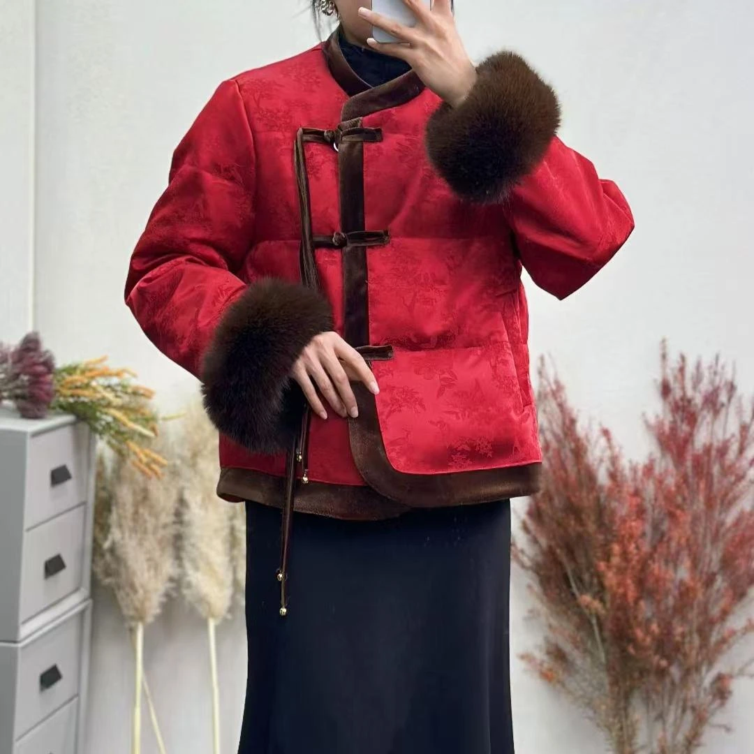 冬季新款加棉加厚时尚轻奢新中式盘扣短外套24-166