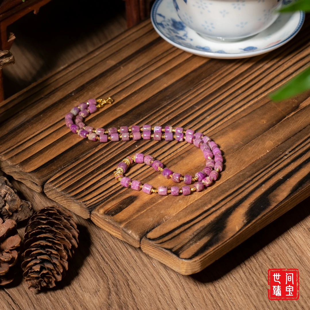 非雪丨18K金桃红舒俱来直切项链/长45cm/多样性发/P3631/0