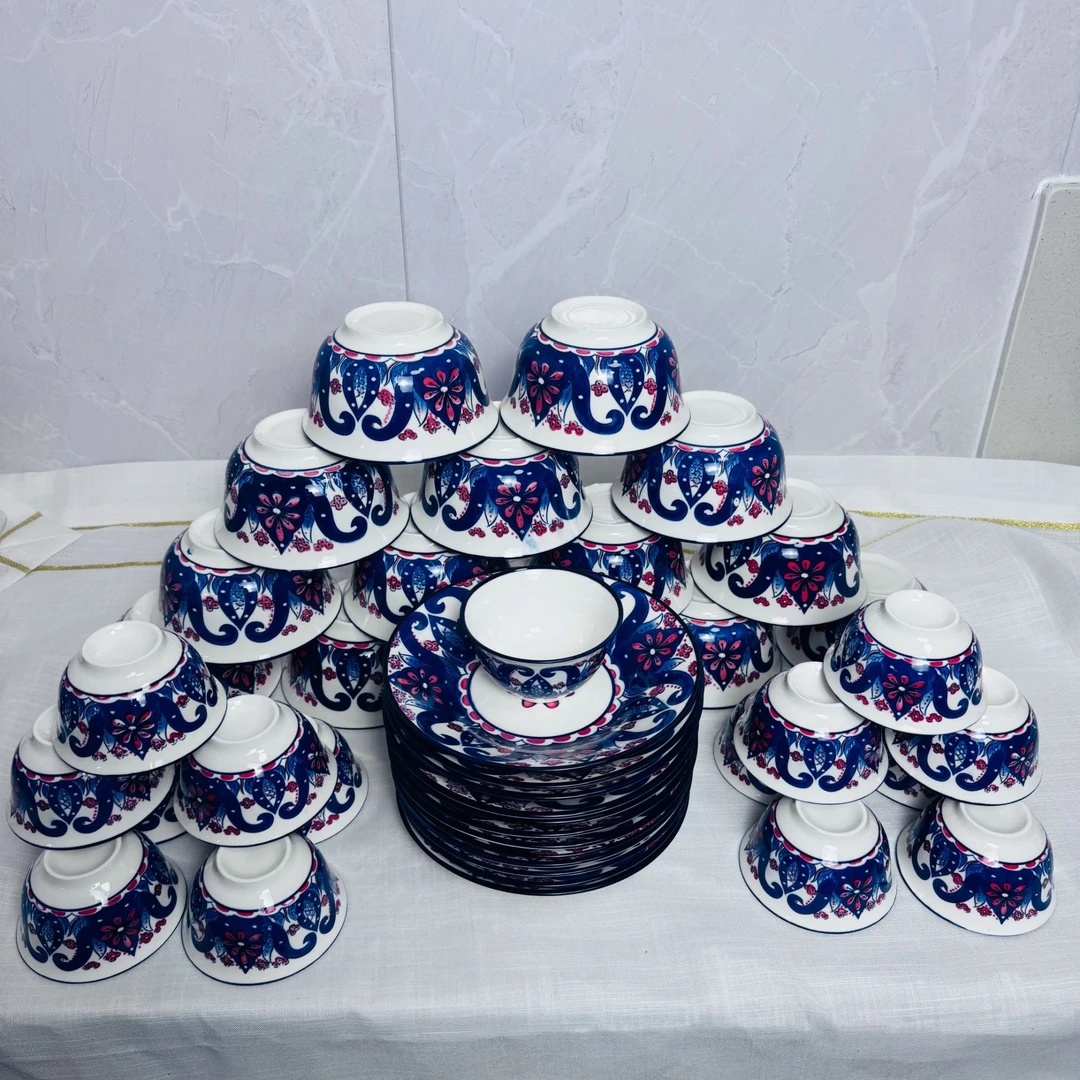 【新疆包邮】adlas 1yurux 42个艾德莱斯碗碟组合网红高档家用简约