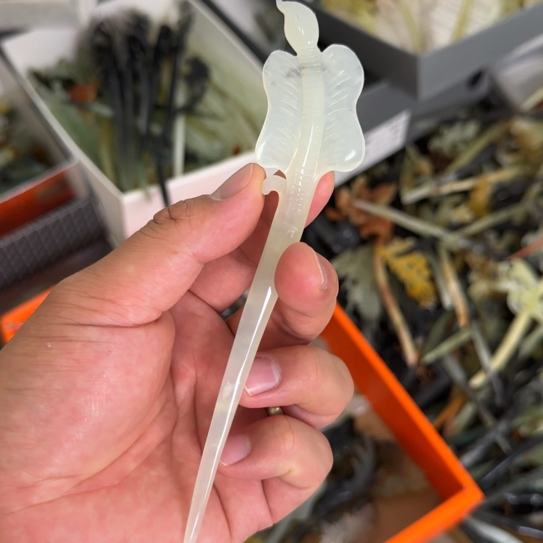 岫玉未镶嵌发饰明君玉簪就是好看