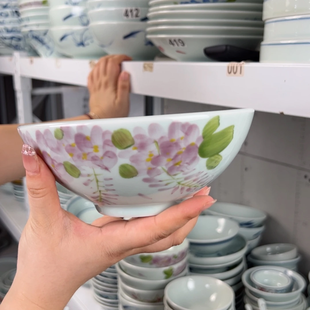 微瑕手绘7寸老面碗（随机图案单只装）