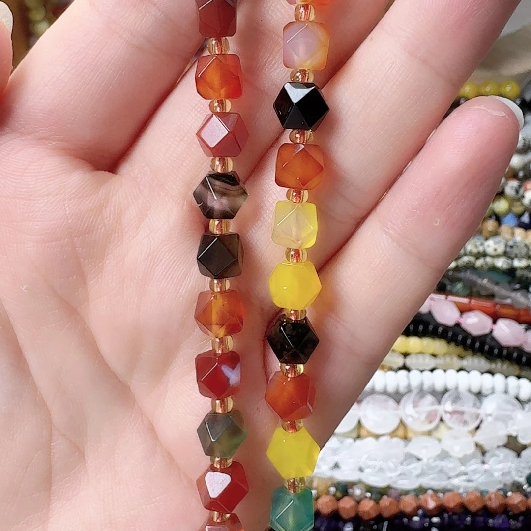 未镶嵌玛瑙/玉髓珠宝半成品卡6七彩玛一条