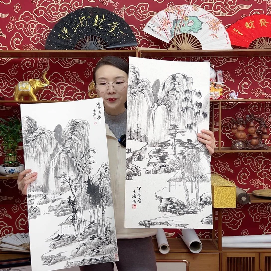 书法书法10寸 手写手绘 头青竹子 默认粘好