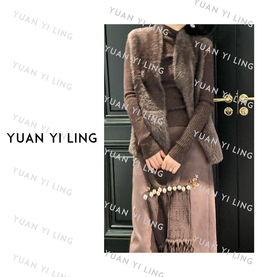 袁艺灵【卡门】进口土耳其拉贡羊皮毛一体弧形领口皮草马甲
