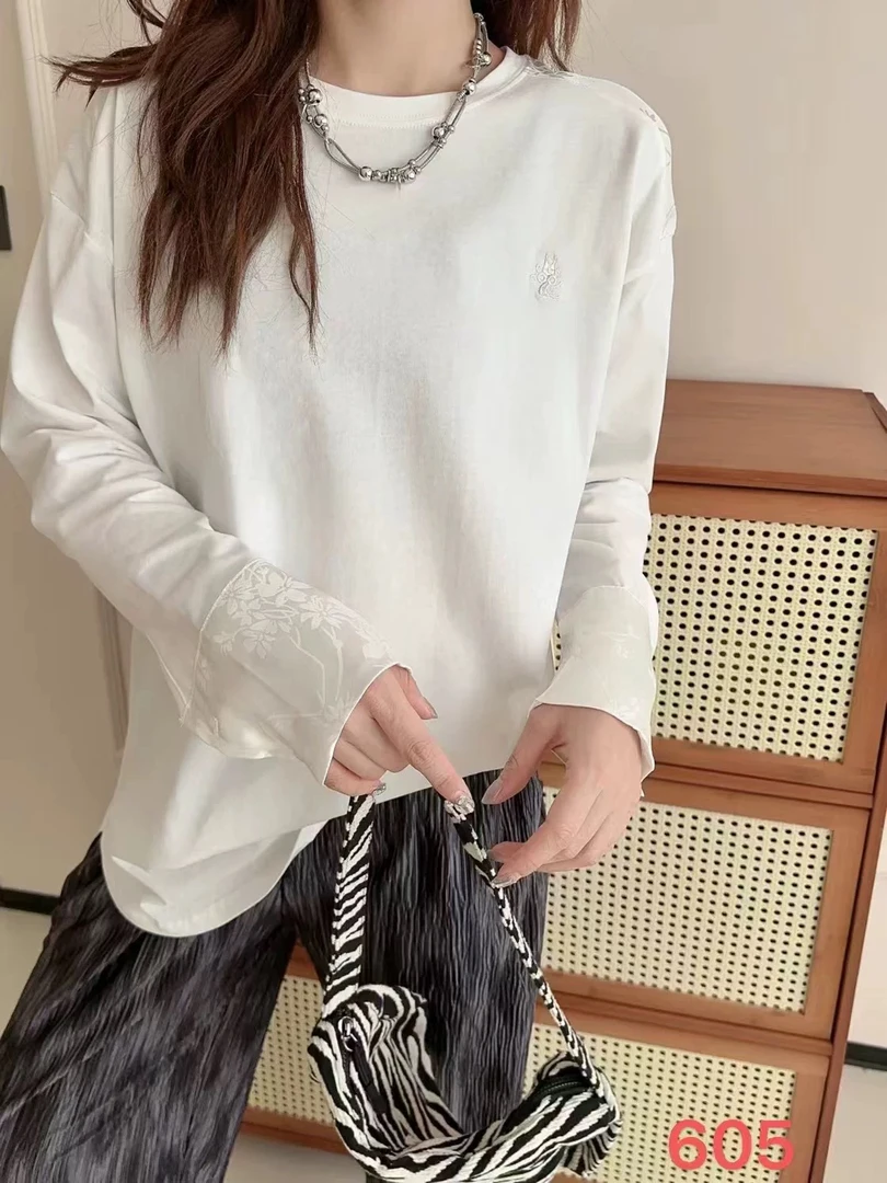 『婷老板』新款、国风刺绣两色长袖T恤522