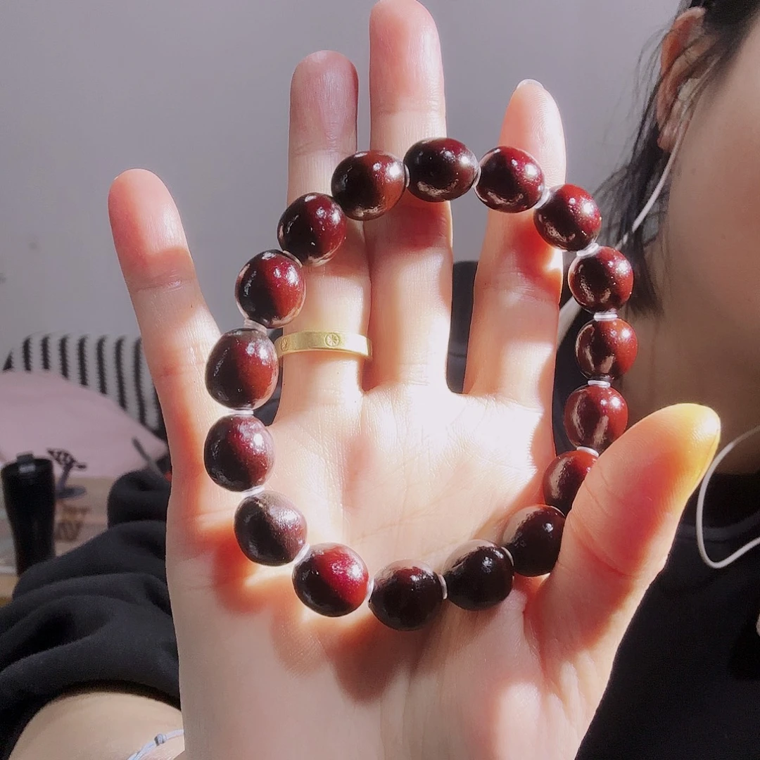 天***空草珠菩提吊坠无患子陈年红籽水滴形16籽手串