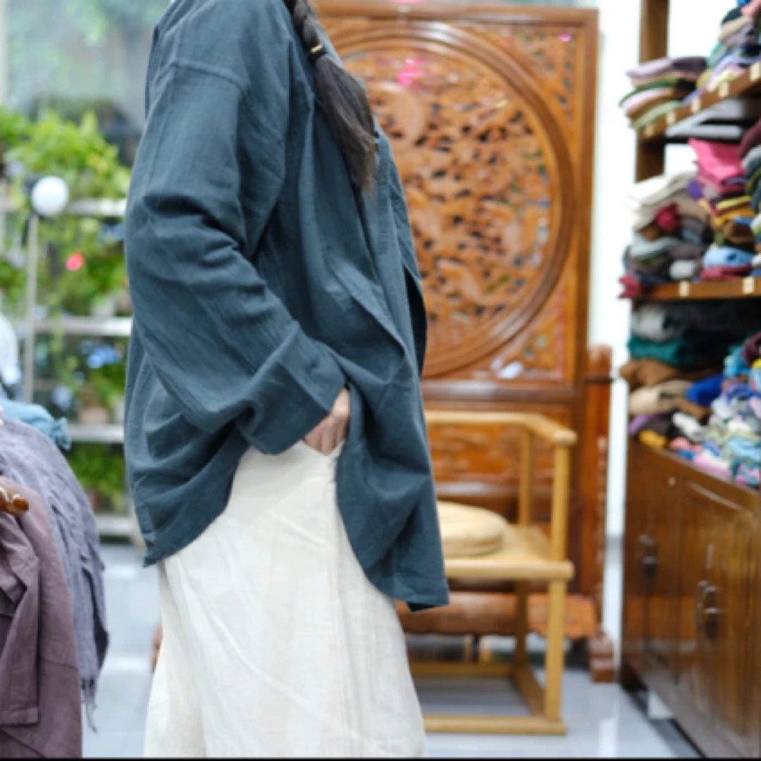 【正品】台湾文创植物棉麻手染 绑带衣 均码