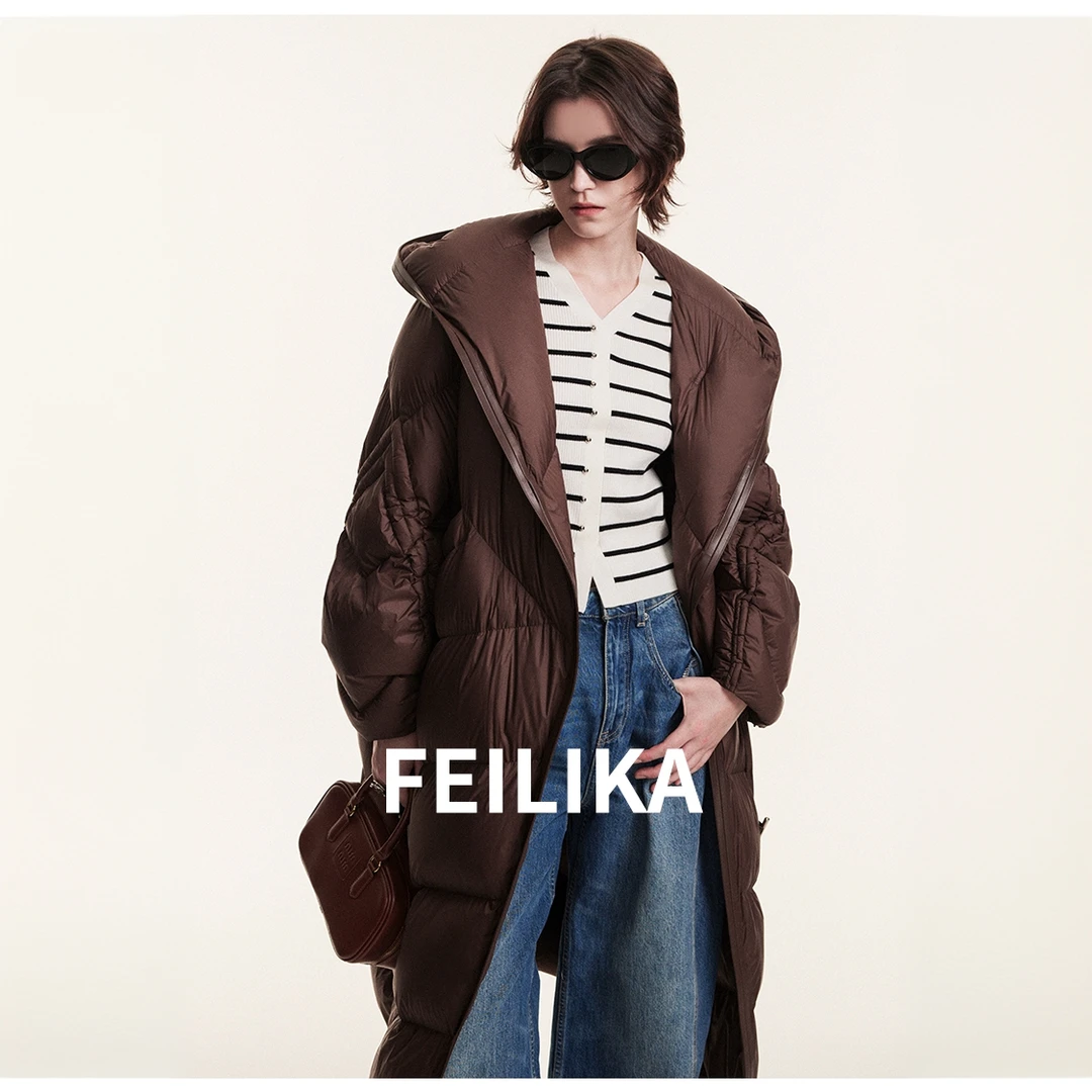 FEILIKA【失重外太空】90白鸭绒长款羽绒服冬大被子保暖外套