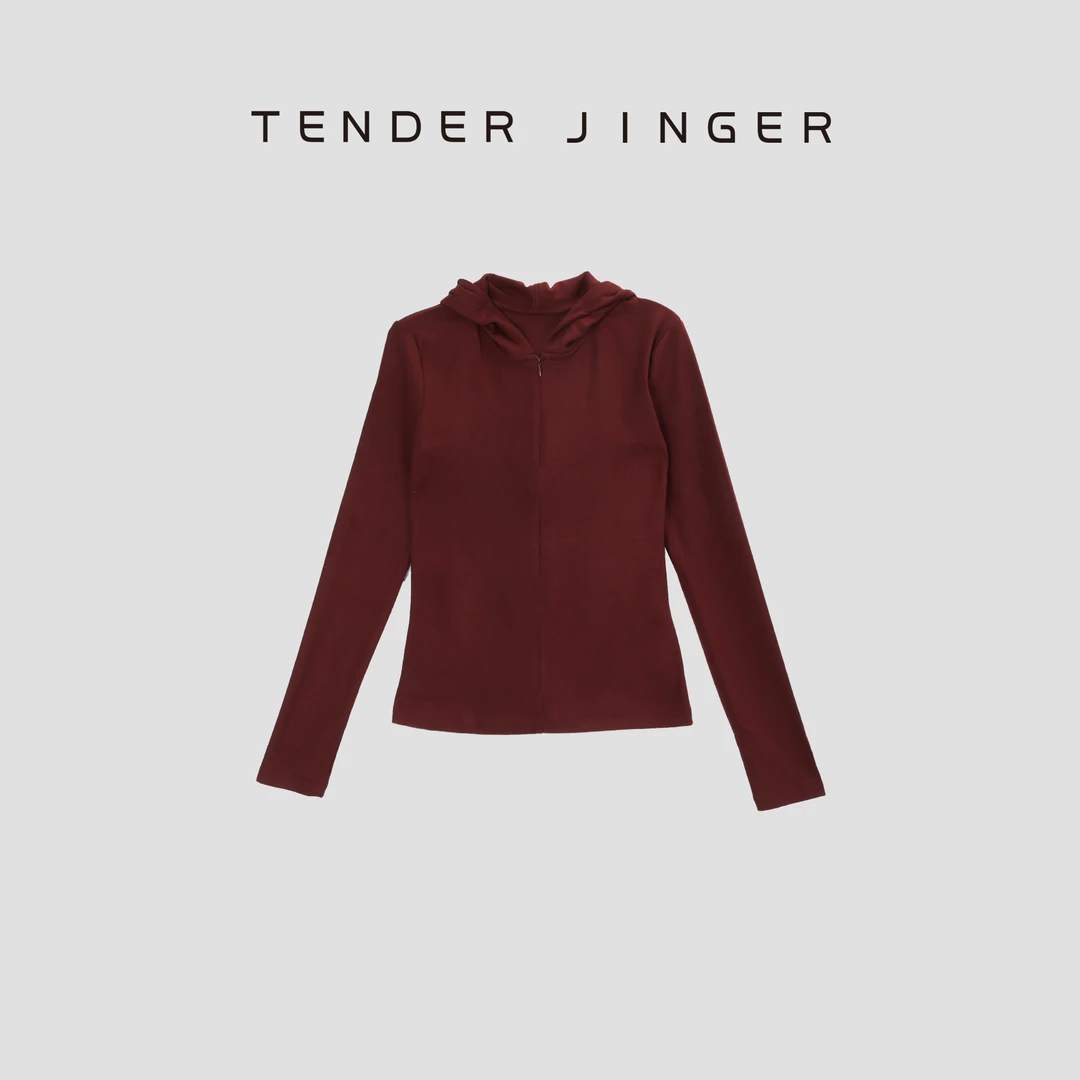 Tender Jinger修身天丝羊毛混纺连帽上衣T53QXX41277