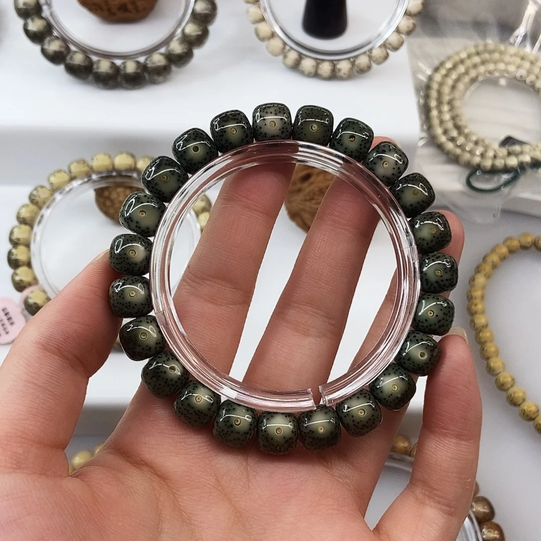 巧***）手串星月菩提卡10帝绿全玉化大眼m65