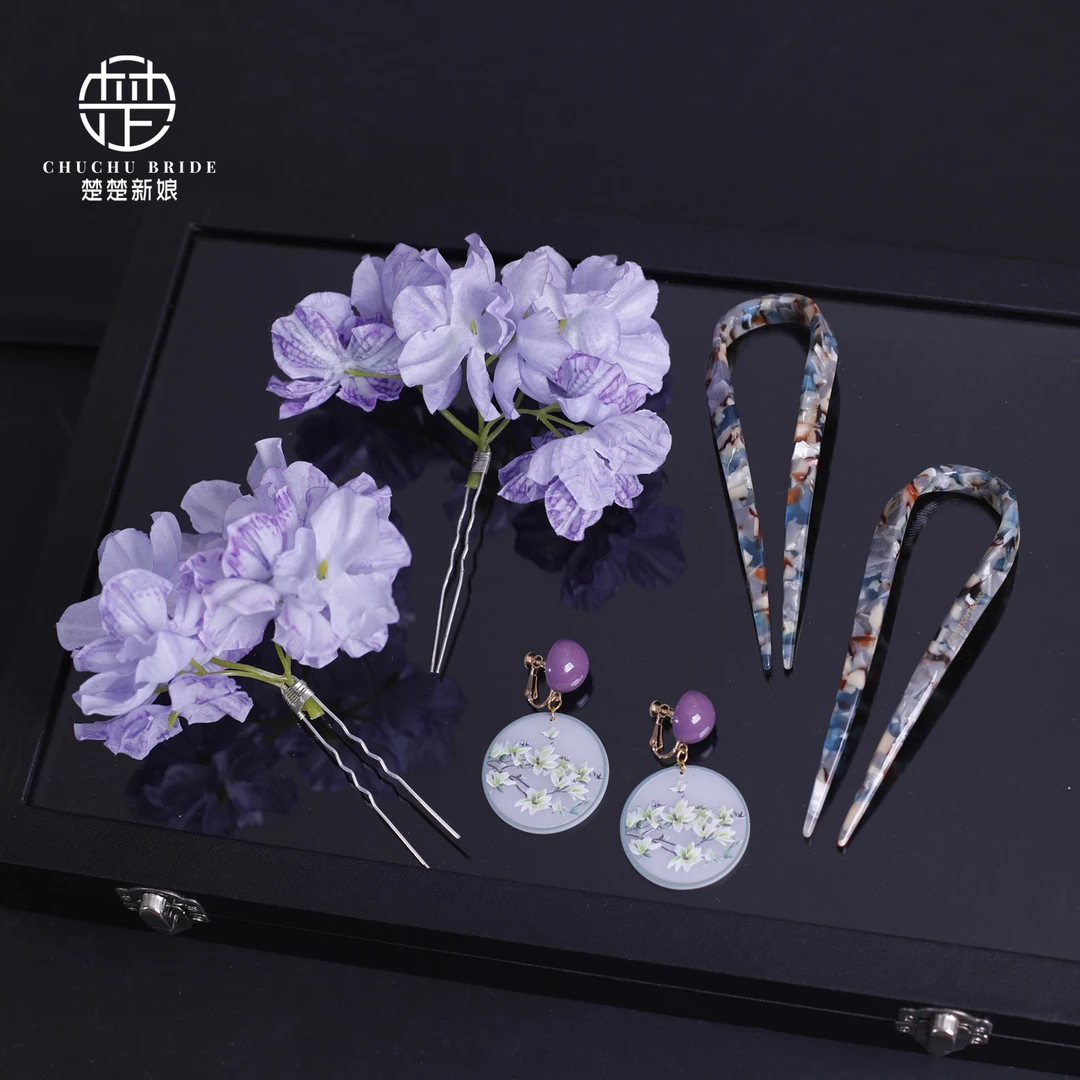 新款新娘头饰仿真花发饰森系婚纱礼服新中式晨袍簪花拍照配饰品