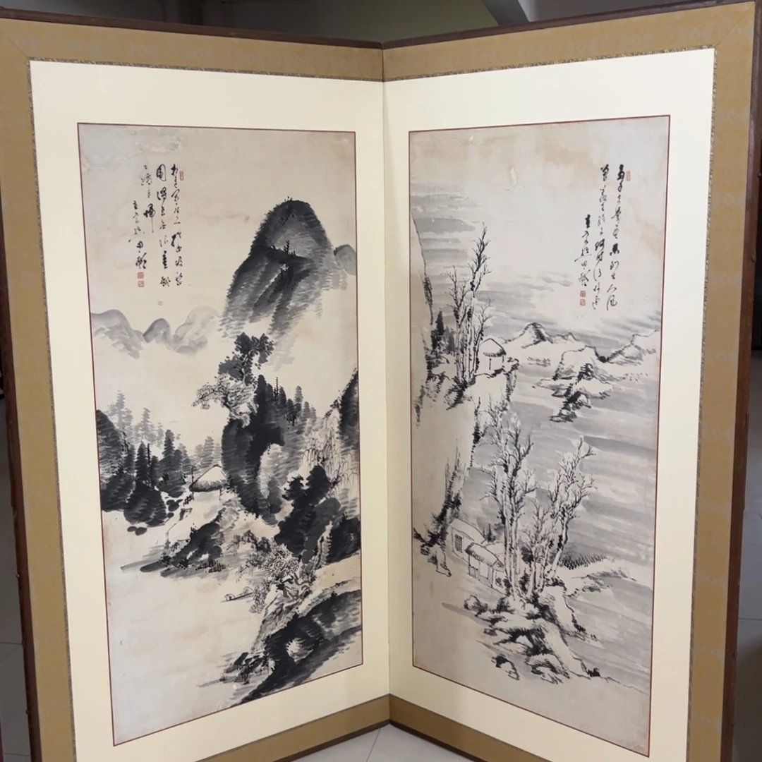 绘画屏风框画茶空间设计