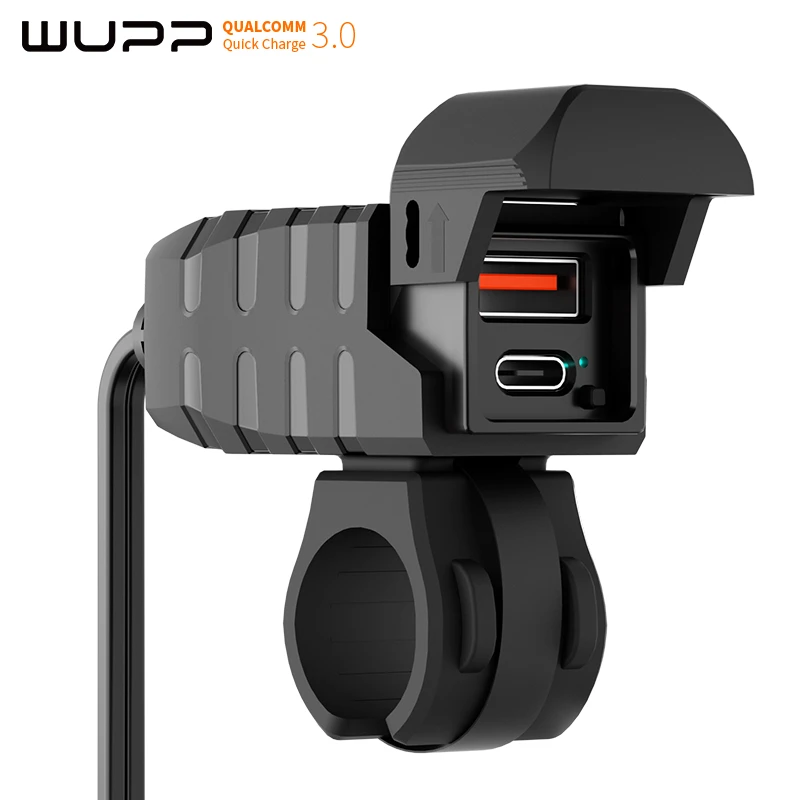 WUPP双快速充电摩托车充电器独立开关防水