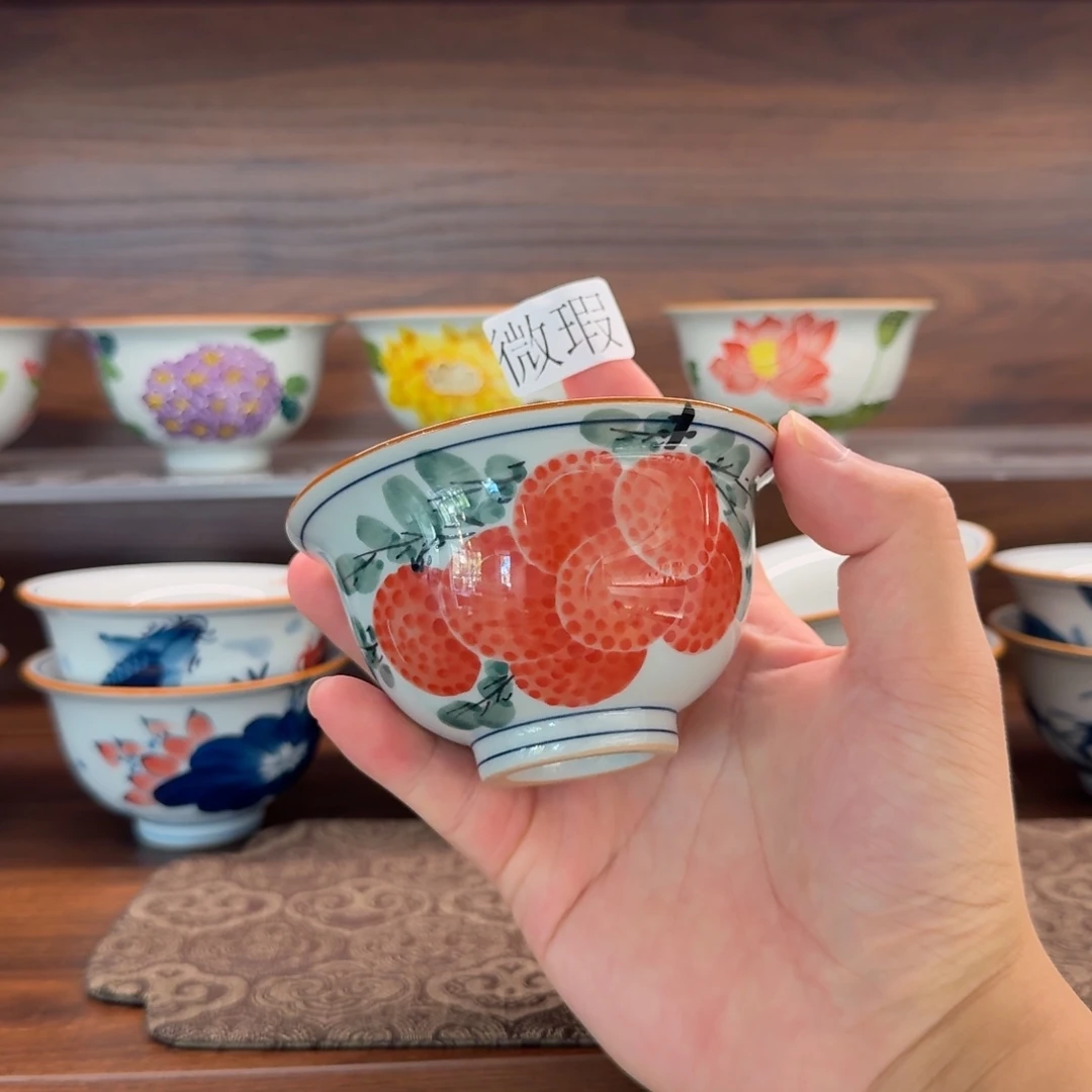 釉下手绘茶具微瑕