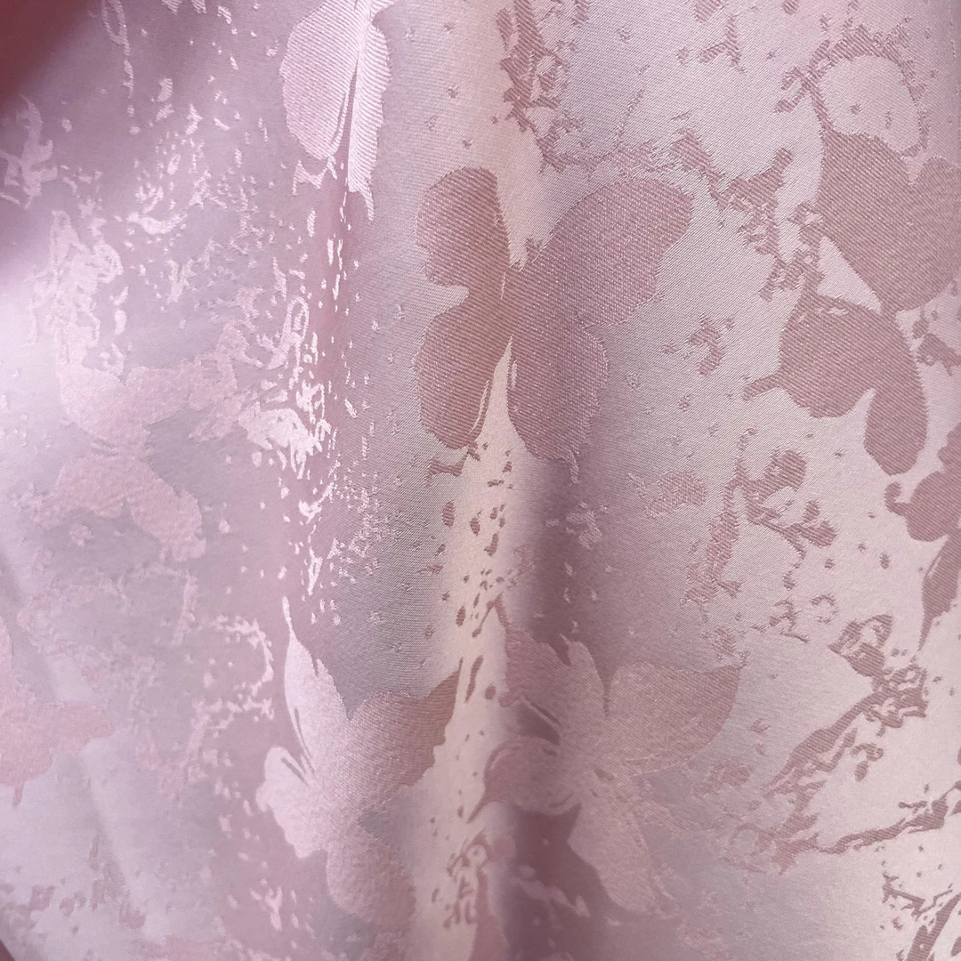 【粉蝴蝶】星光缎提花面料新中式风格布料【星光缎粉蝴蝶】