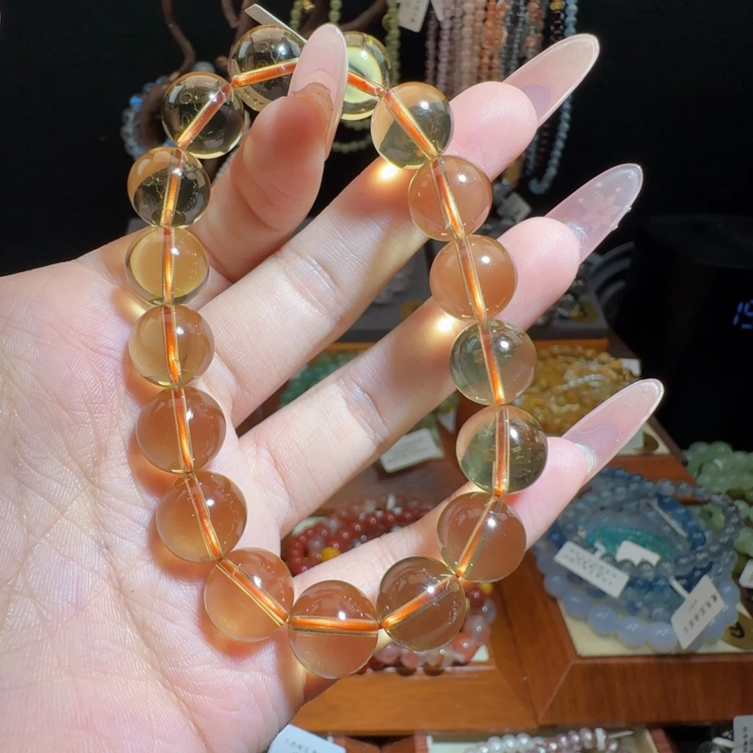 ૮***ᐝ银S925镶嵌水晶手链卡12巴西黄