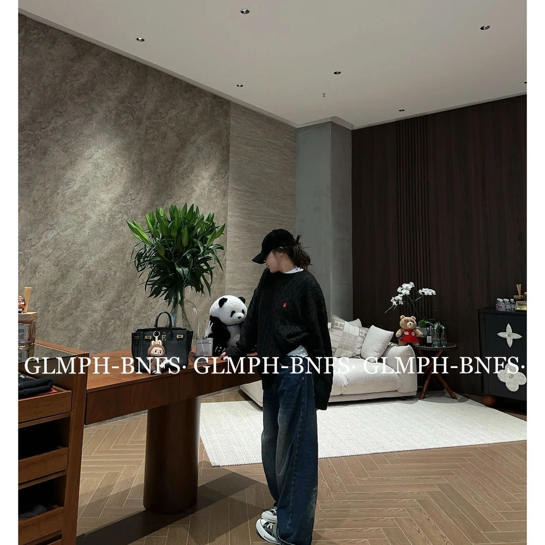 GLMPH-BNFS【圆领毛衣2.0】宽松圆领刺绣毛衣长袖百搭慵懒上衣-1096