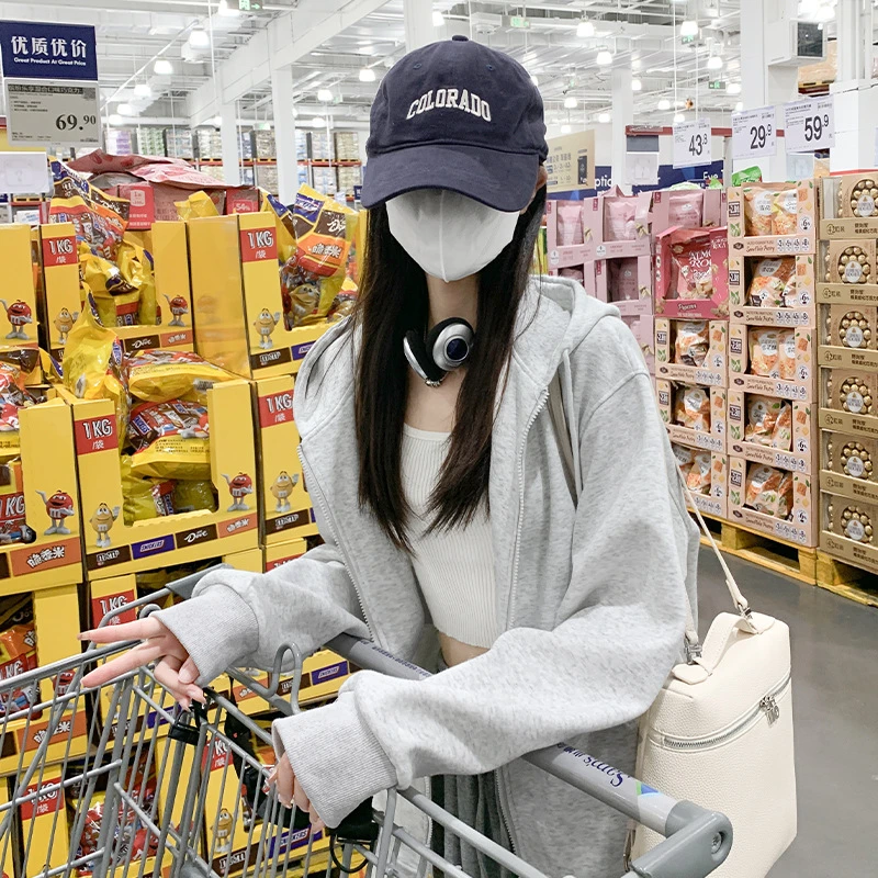 连帽卫衣2025春秋休闲时尚小个子慵懒风大码外套开衫上衣宽松学生