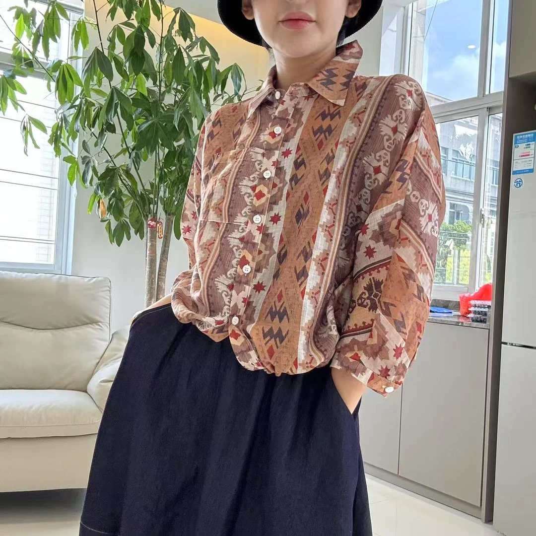 【复古几何】度假风夏季百搭宽松印花短外套 MG8120