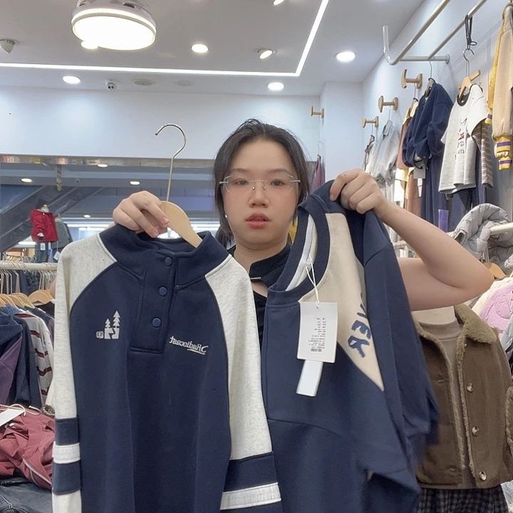 打底一件拼接蓝 卫衣加绒高领69