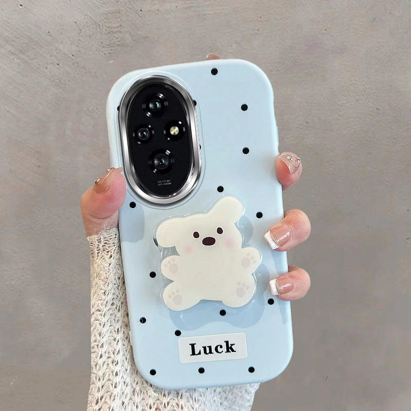 适用华为荣耀200手机壳200pro镜头不包eli-an00波点elp小狗带支架