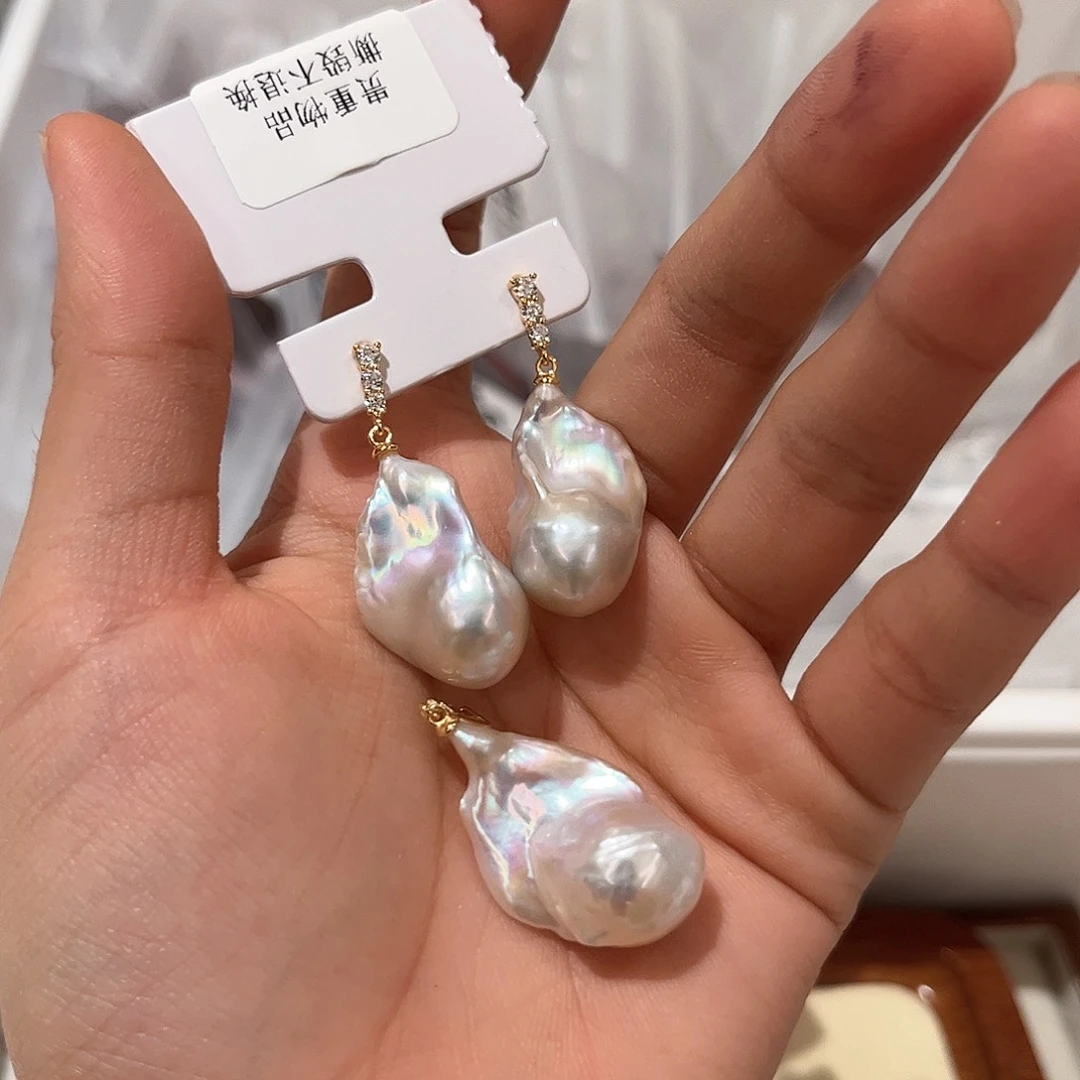 银S925镶嵌淡水珍珠耳饰