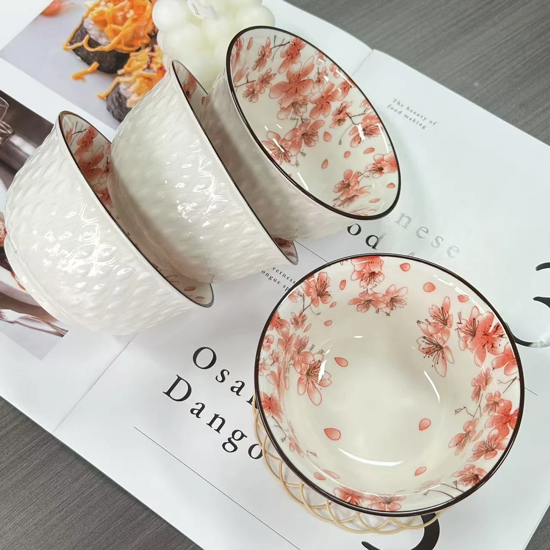 Sazaki樱花 米饭碗4.5英寸家用小号饭碗波兰彩陶瓷手绘釉下彩高档