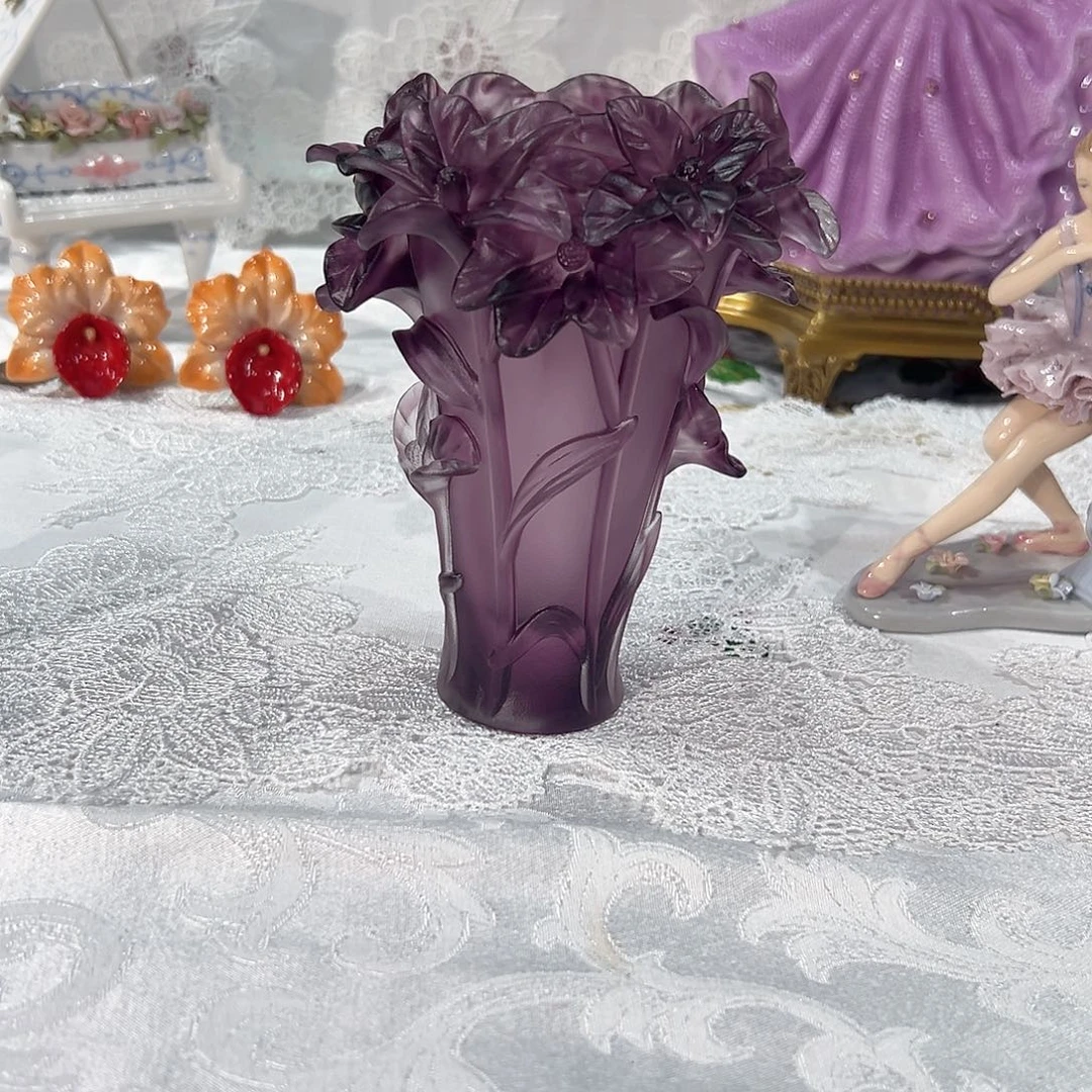 陶瓷QAA410脱蜡水晶紫薇花瓶