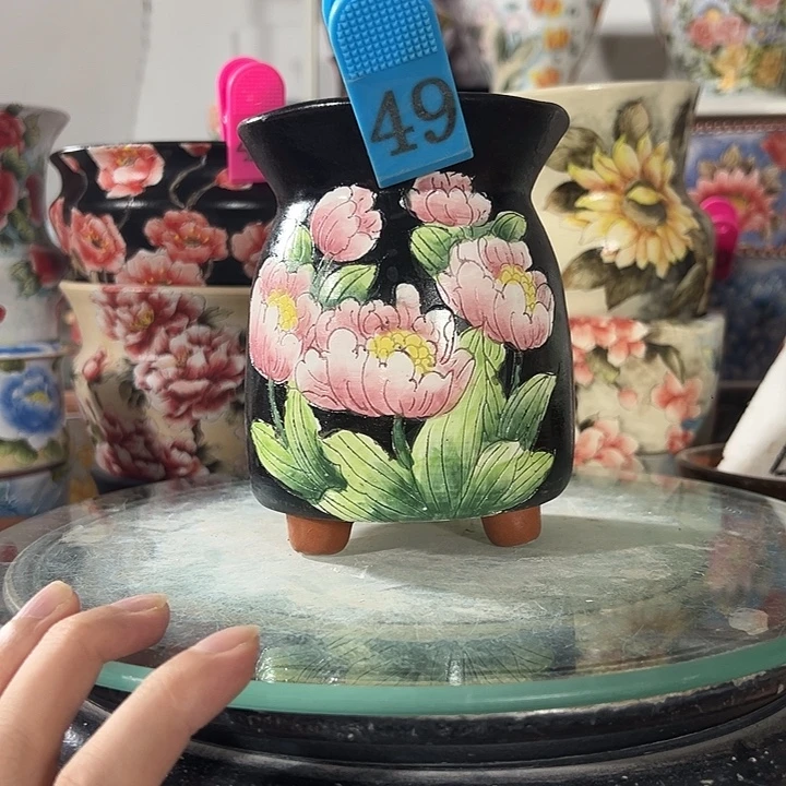 景德镇幸运花盆手绘韩式花盆