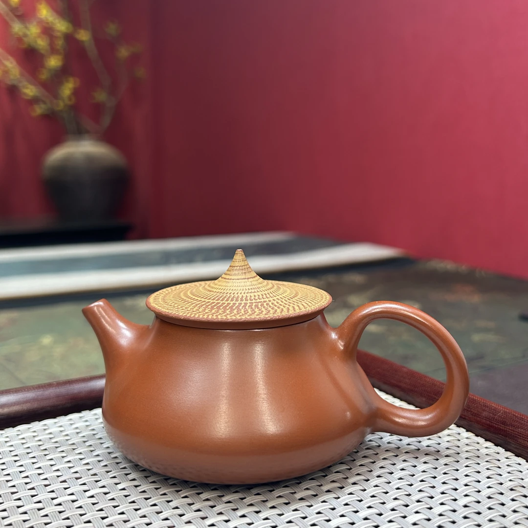 跳刀渔翁牛壶 约120毫升潮州手拉壶全手工朱泥薄胎功夫茶泡茶壶