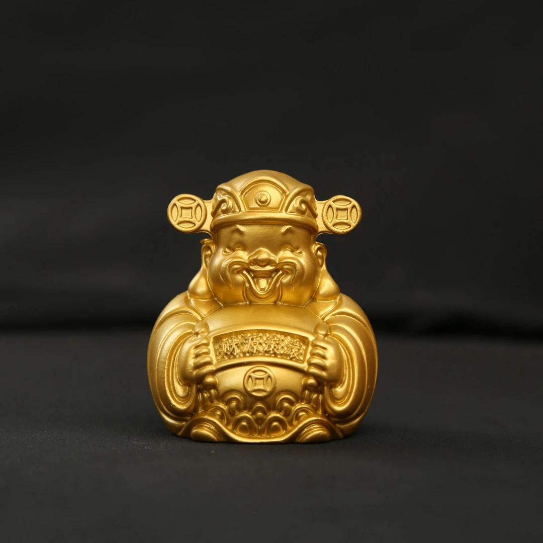 【师傅推荐】财源广进财神爷金色工艺品摆件客厅玄关家居实心小财神