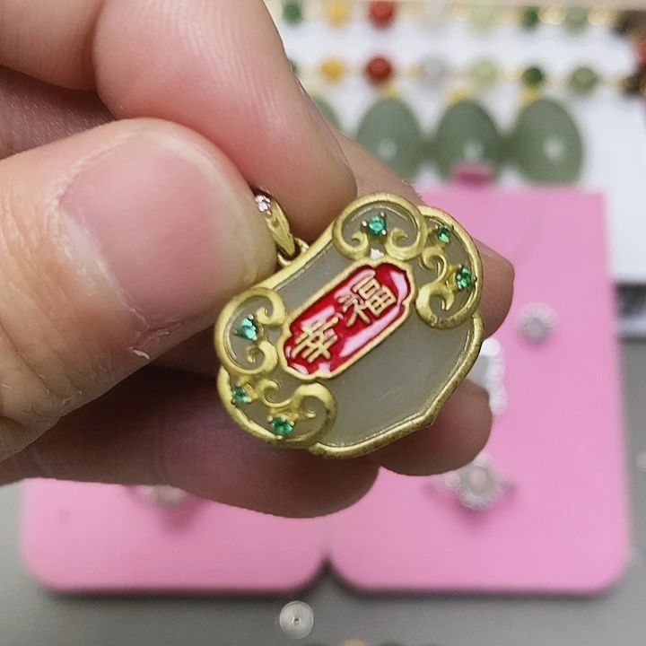 和田玉银S925镶嵌颈饰