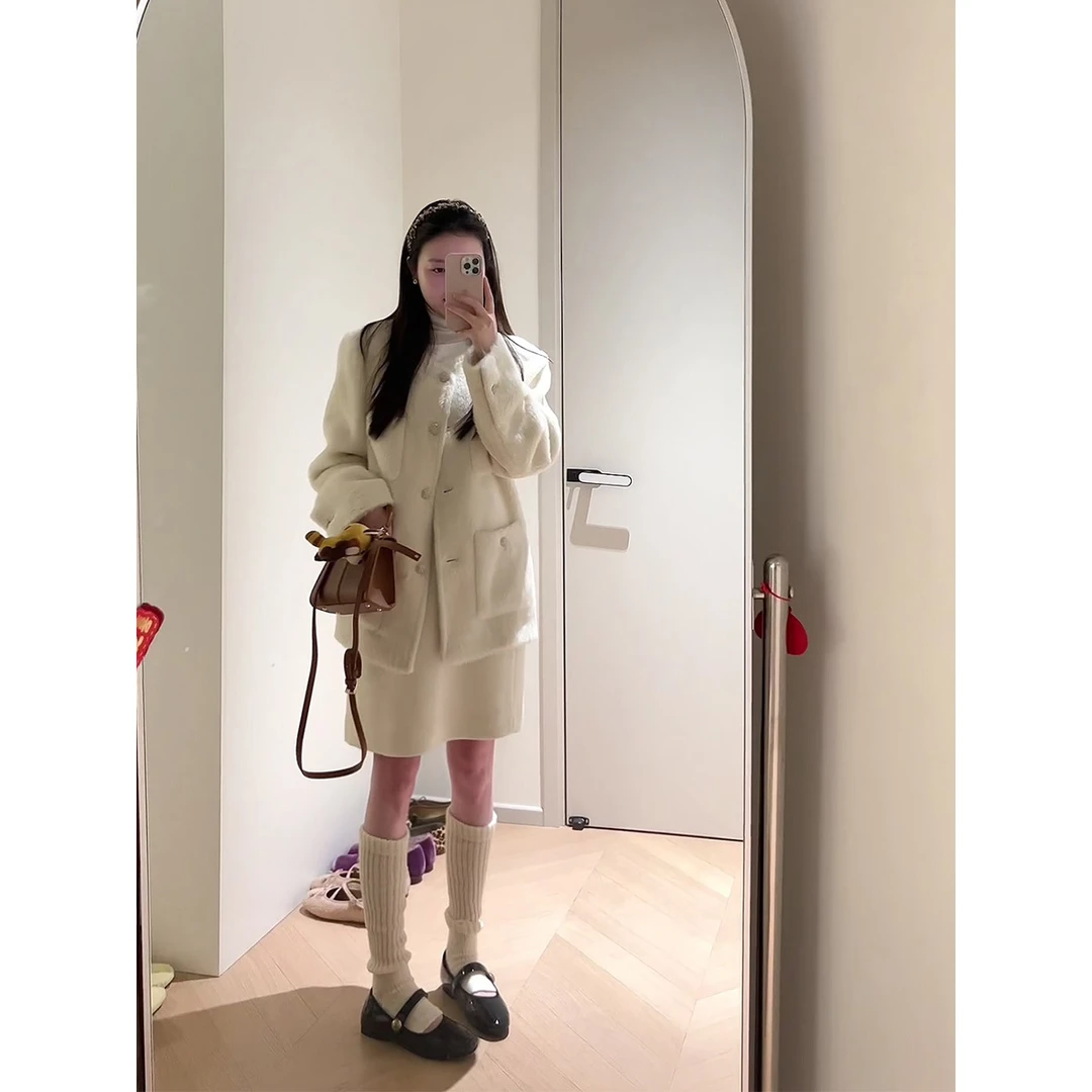 parkyeon韩系高级感修身显瘦连衣裙女秋季气质高级感外套两件套