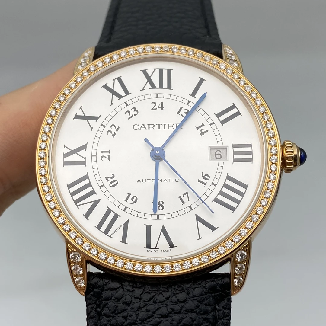 95新 Cartier/卡地亚 卡地亚 伦敦 18K 后镶钻 表径：42mm