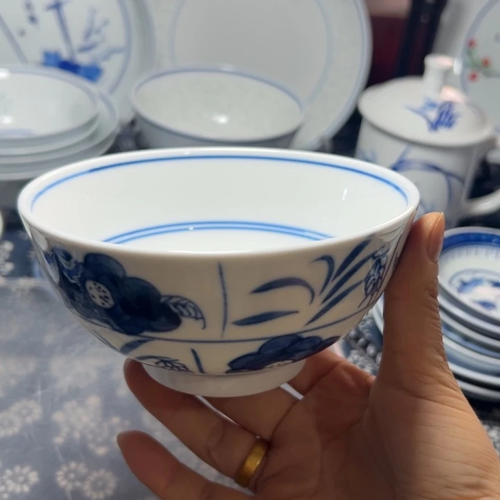 手绘5寸木棉花饭碗