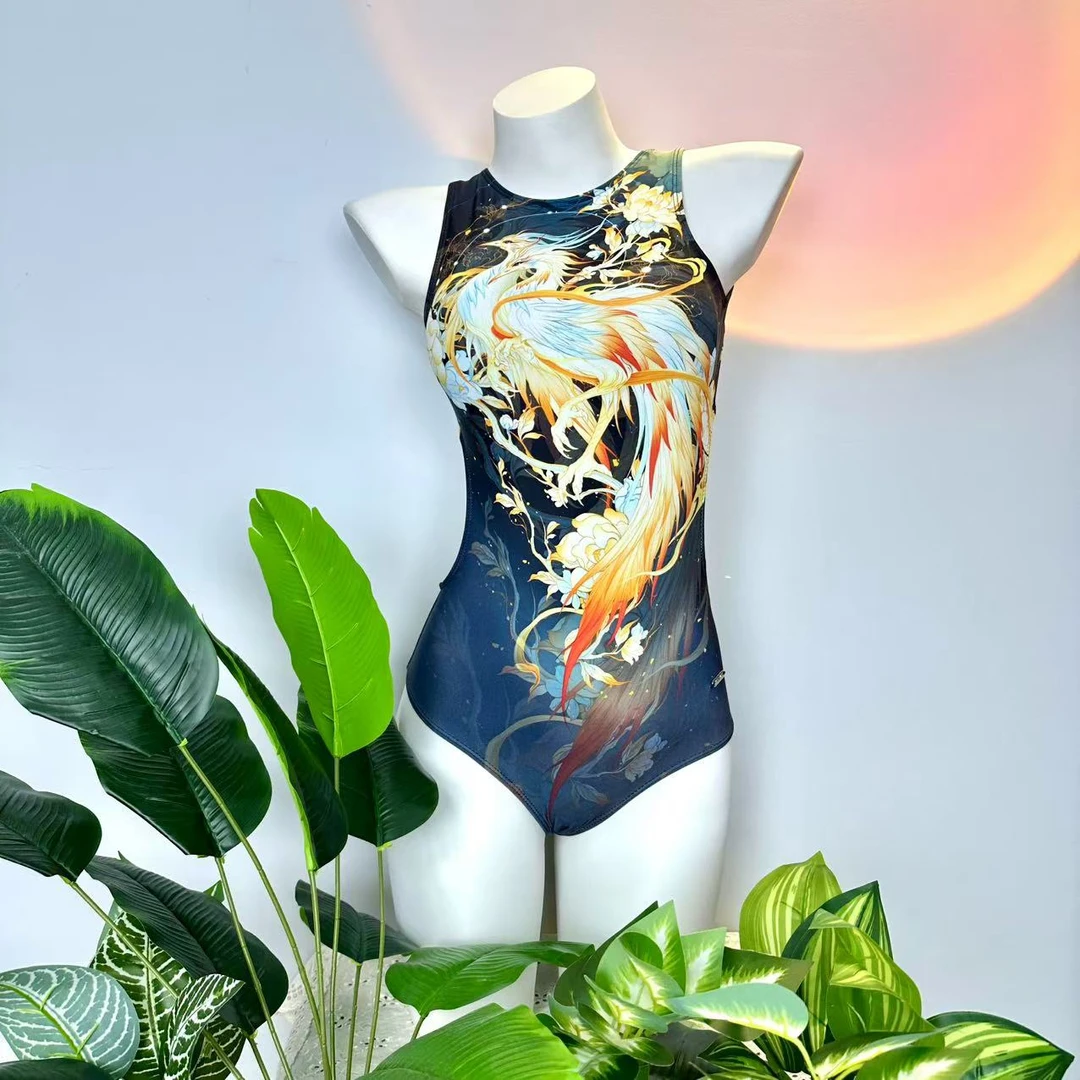 新宇新品/凤凰工字背三角修身显瘦竞速款连体泳衣